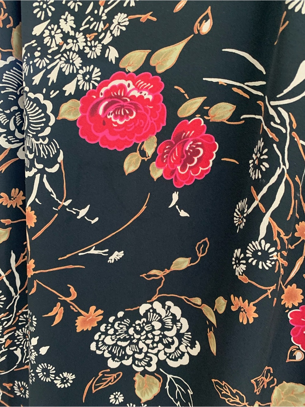 Vintage Pendleton Black Floral Maxi Skirt with Red Rose Print Y2K - Picture 2 of 8